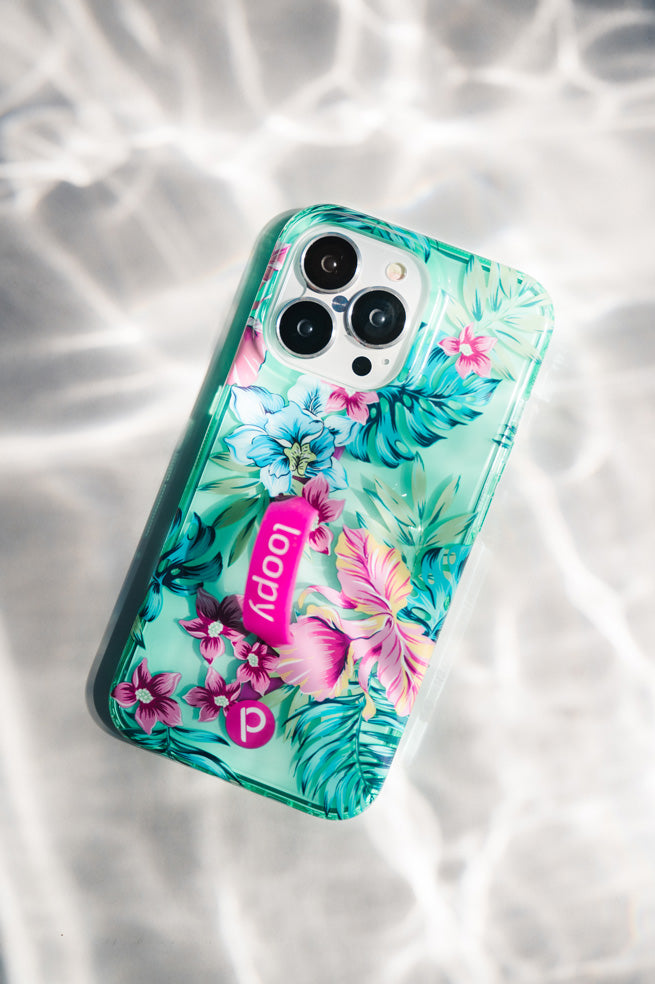 A Clear Sea Glass Floral Loopy Case.