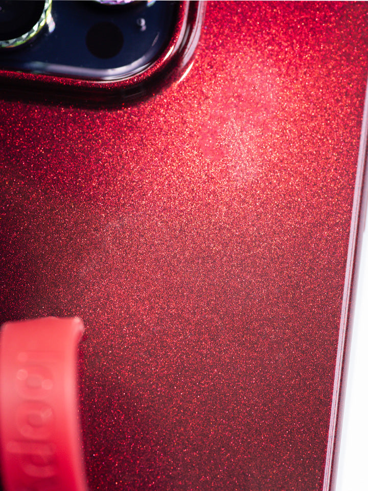 A close up of a Maroon Shimmer Loopy Case.|| feature-media