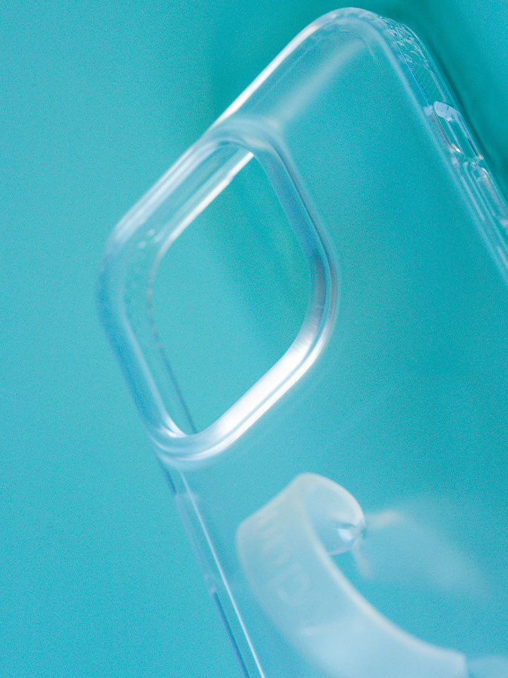 A close up of a Matte Clear Loopy Case.|| feature-media