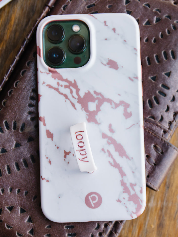 A Rose Marble Metallic Loopy Case.|| feature-media