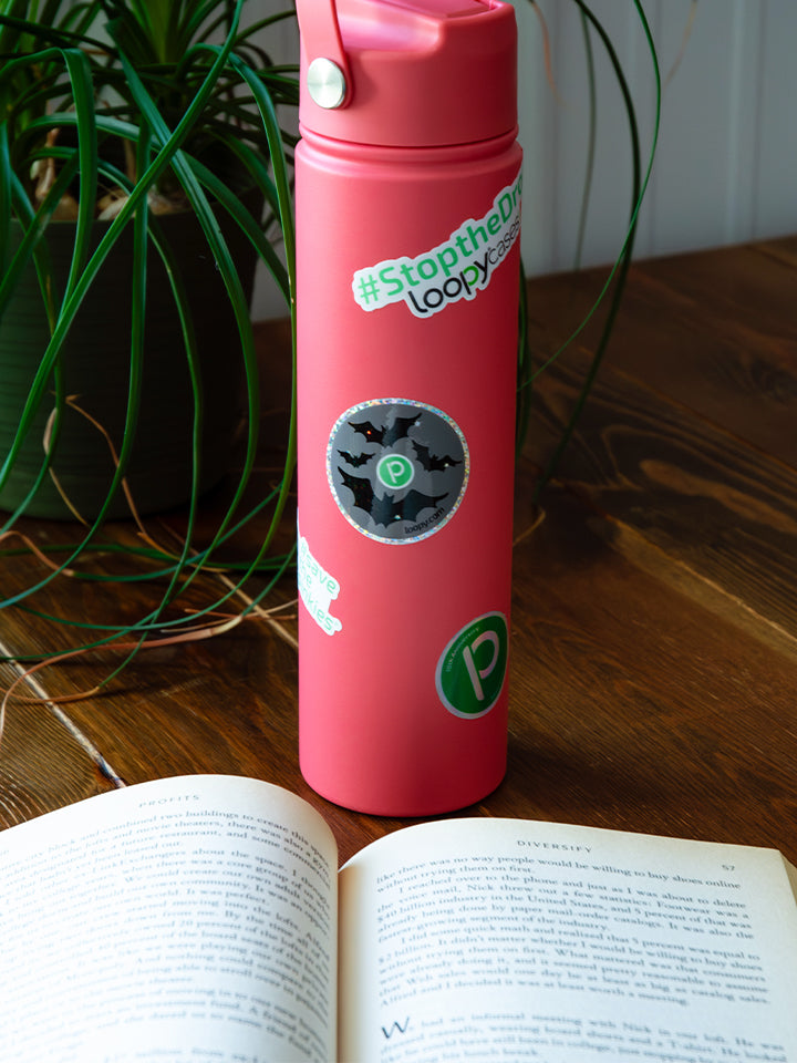 A sticker from the Halloween Sticker Pack on a water bottle. || feature-media