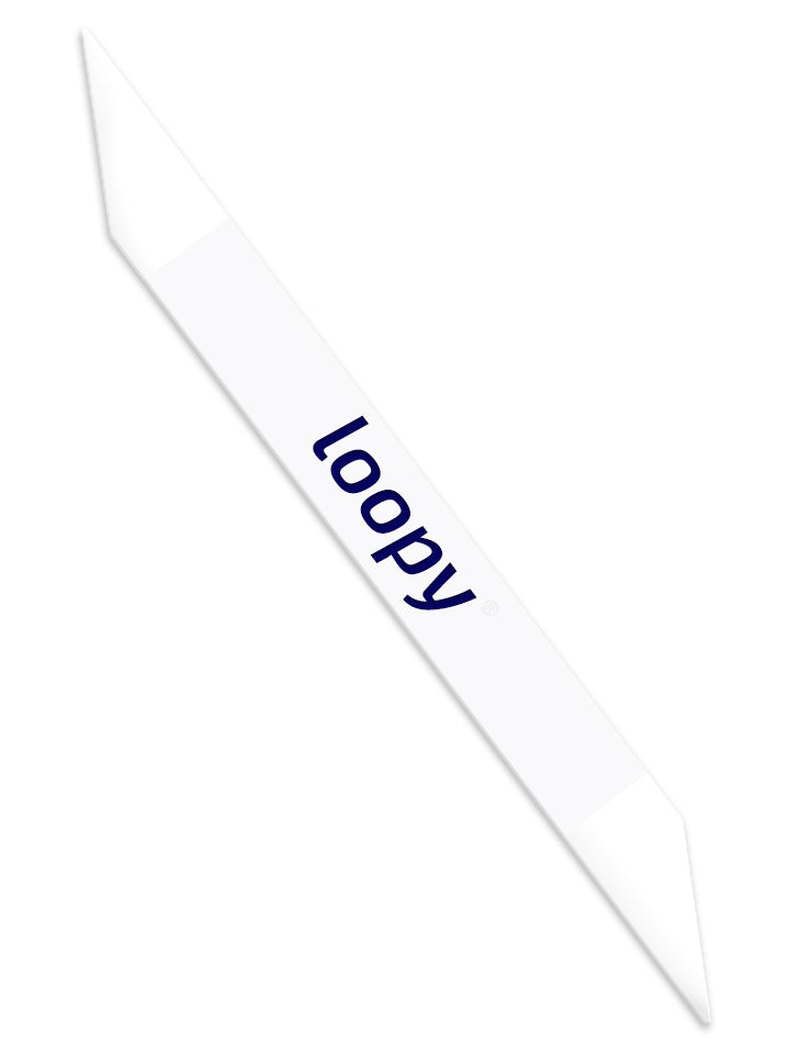 The Loopy Cases White with Navy Text Super Loop.