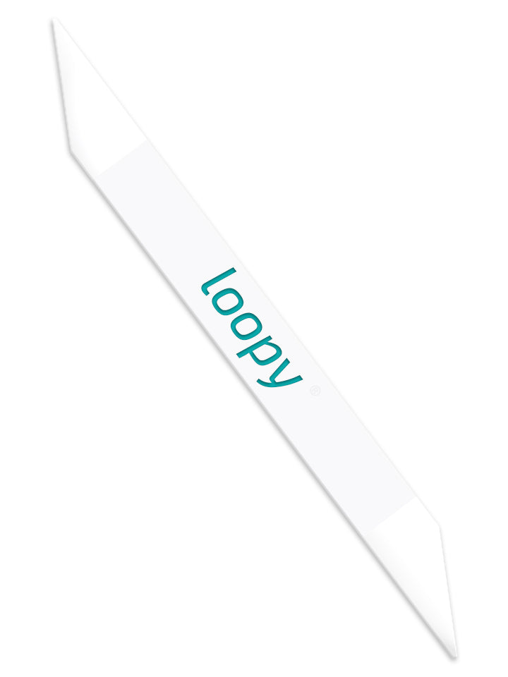 The Loopy Cases White with Teal Text Super Loop.